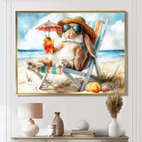 Rabbit On The Beach Relaxing - Coastal Animal Wall Art Prints