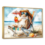 Rabbit On The Beach Relaxing - Coastal Animal Wall Art Prints