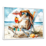 Rabbit On The Beach Relaxing - Coastal Animal Wall Art Prints