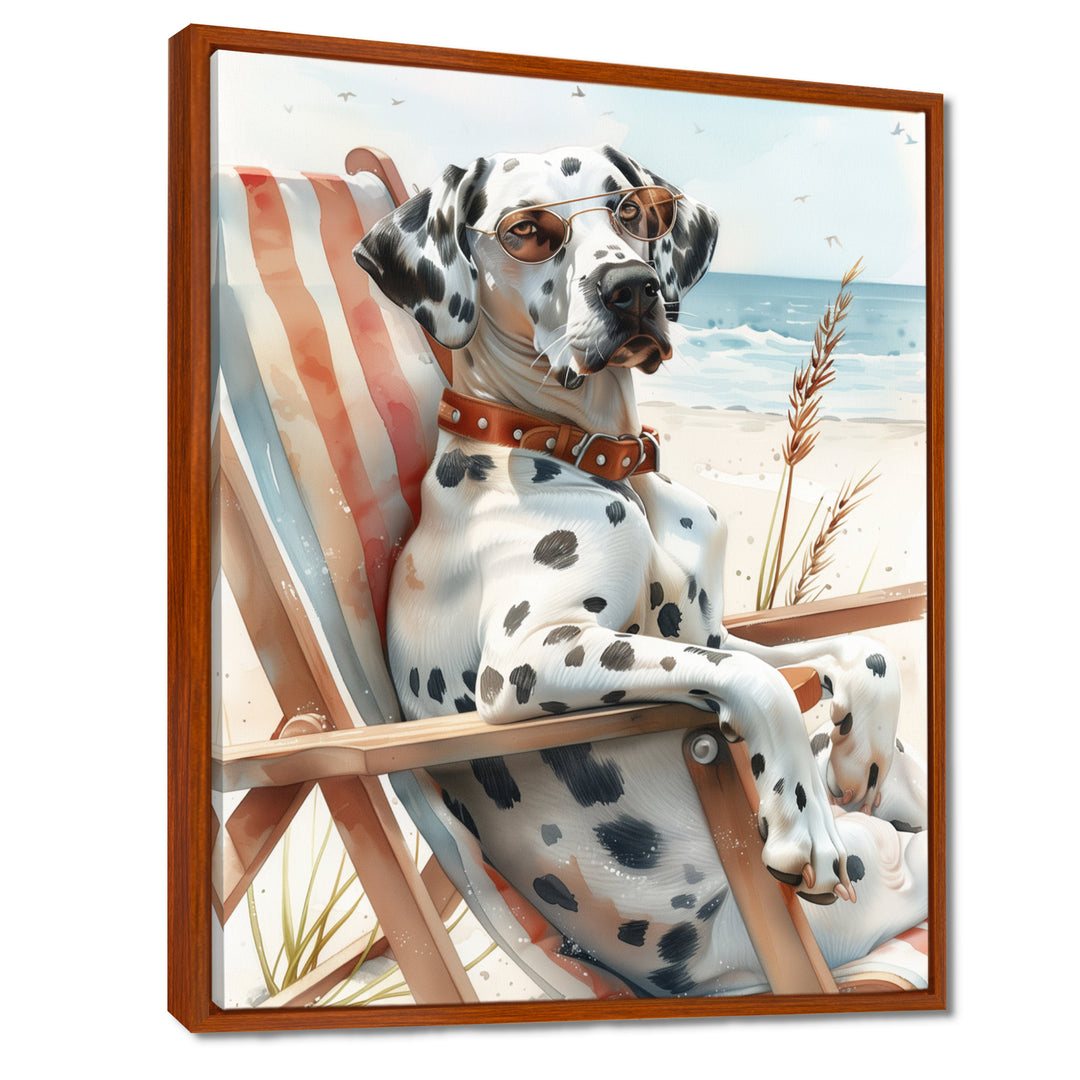 Dalmatian Dog Tanning On A Beach Chair - Coastal Animal Wall Decor