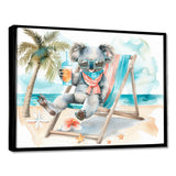 Cute Koala Beach Relaxing - Gray Coastal Animal Wall Art