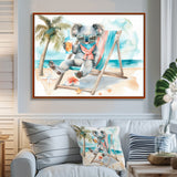 Cute Koala Beach Relaxing - Gray Coastal Animal Wall Art