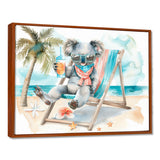 Cute Koala Beach Relaxing - Gray Coastal Animal Wall Art