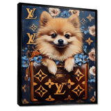 High Fashion Pomeranian Dog In Handbag - Dog Canvas Wall Art