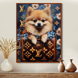 High Fashion Pomeranian Dog In Handbag - Dog Canvas Wall Art