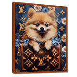 High Fashion Pomeranian Dog In Handbag - Dog Canvas Wall Art
