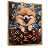High Fashion Pomeranian Dog In Handbag - Dog Canvas Wall Art