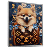 High Fashion Pomeranian Dog In Handbag - Dog Canvas Wall Art