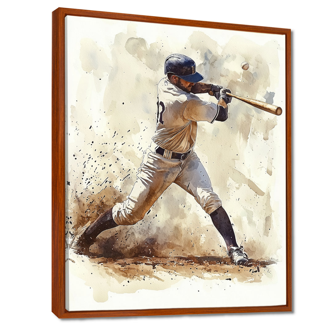 White Blue Baseball Player At The Pitch I - Sport Baseball Canvas Wall Art