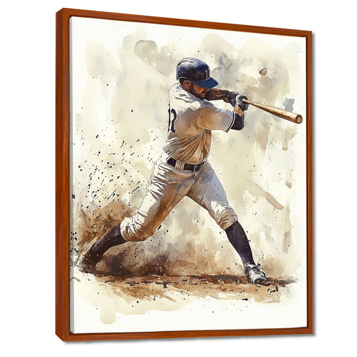 White Blue Baseball Player At The Pitch I - Sport Baseball Canvas Wall Art