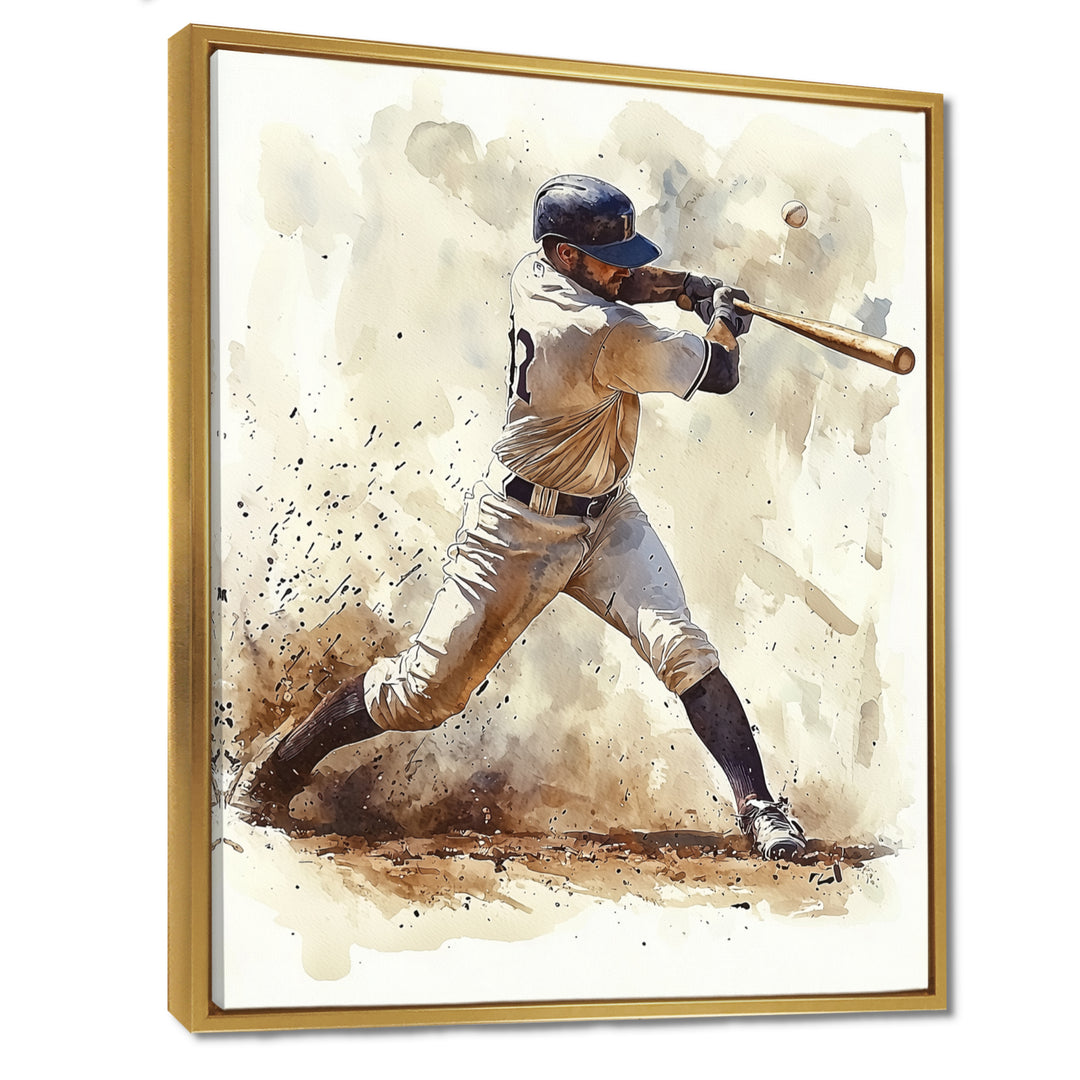 White Blue Baseball Player At The Pitch I - Sport Baseball Canvas Wall Art