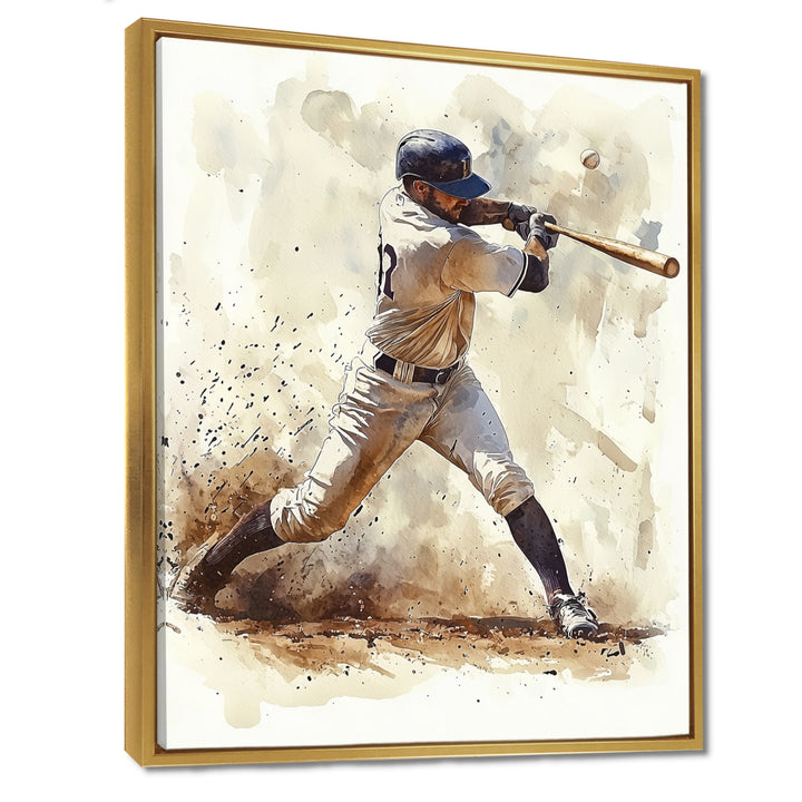 White Blue Baseball Player At The Pitch I - Sport Baseball Canvas Wall Art