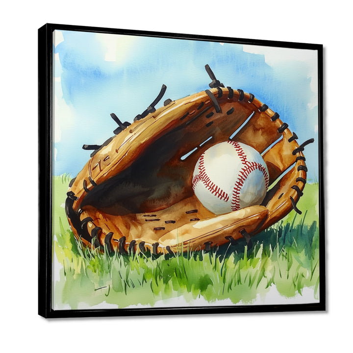 Baseball Glove And Ball In The Grass - Sport Baseball Canvas Wall Art