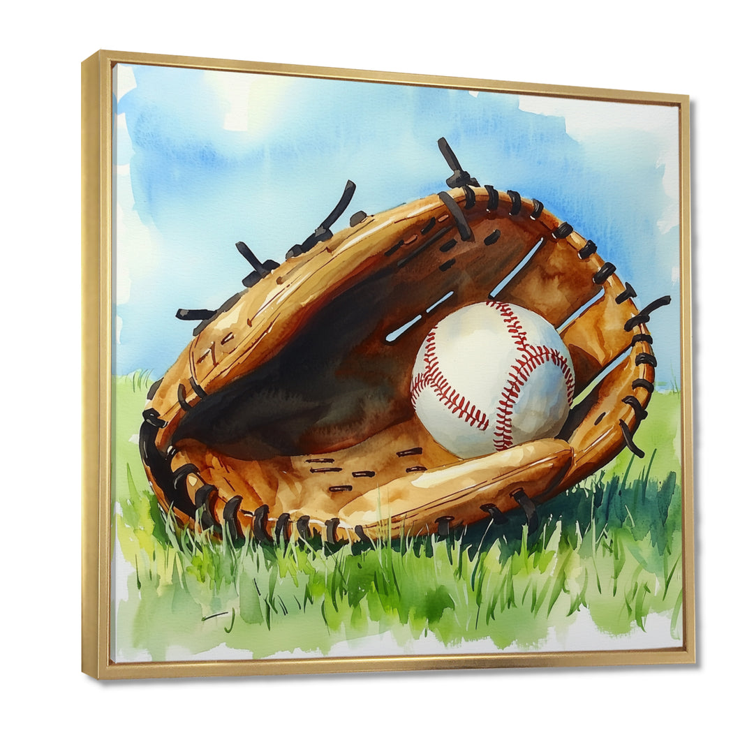 Baseball Glove And Ball In The Grass - Sport Baseball Canvas Wall Art