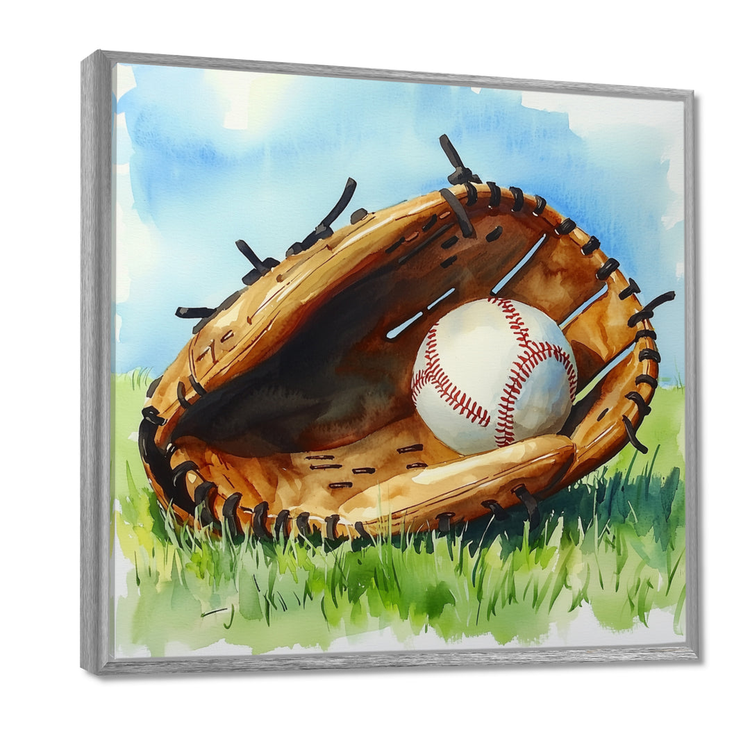 Baseball Glove And Ball In The Grass - Sport Baseball Canvas Wall Art
