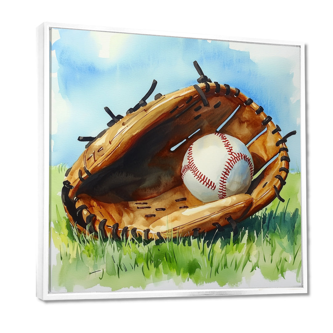 Baseball Glove And Ball In The Grass - Sport Baseball Canvas Wall Art