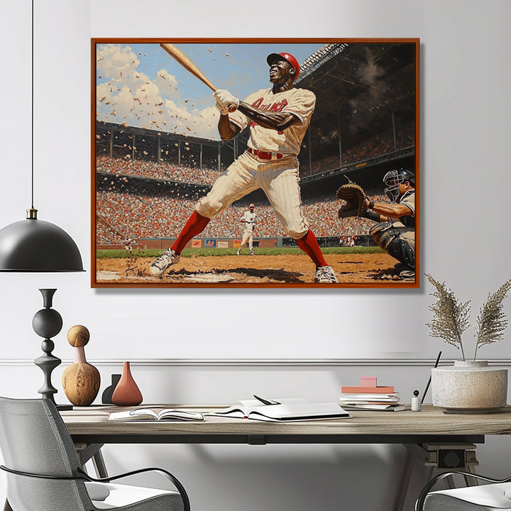 Baseball Player Hitting A Home Run - Sport Baseball Canvas Wall Art