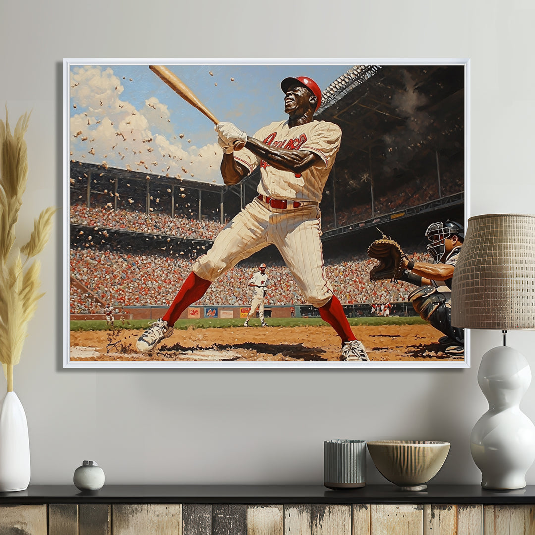 Baseball Player Hitting A Home Run - Sport Baseball Canvas Wall Art