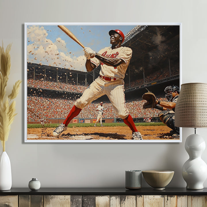 Baseball Player Hitting A Home Run - Sport Baseball Canvas Wall Art