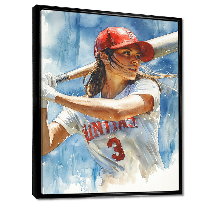 White Red Baseball Player At The Pitch - Sport Baseball Canvas Wall Art