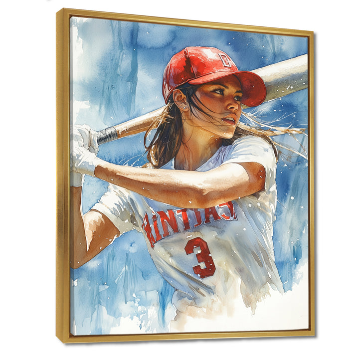 White Red Baseball Player At The Pitch - Sport Baseball Canvas Wall Art
