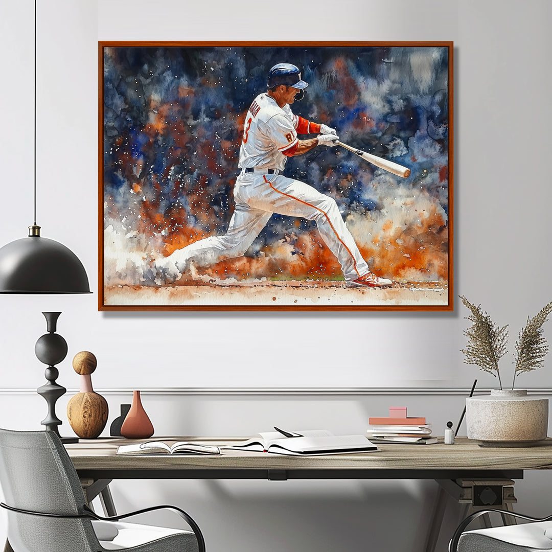 White Red Baseball Player On The Field - Sport Baseball Canvas Wall Art