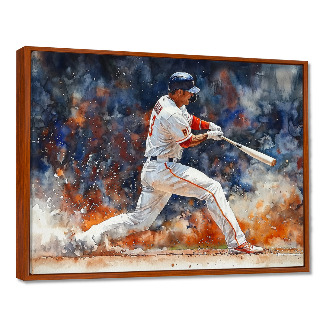 White Red Baseball Player On The Field - Sport Baseball Canvas Wall Art