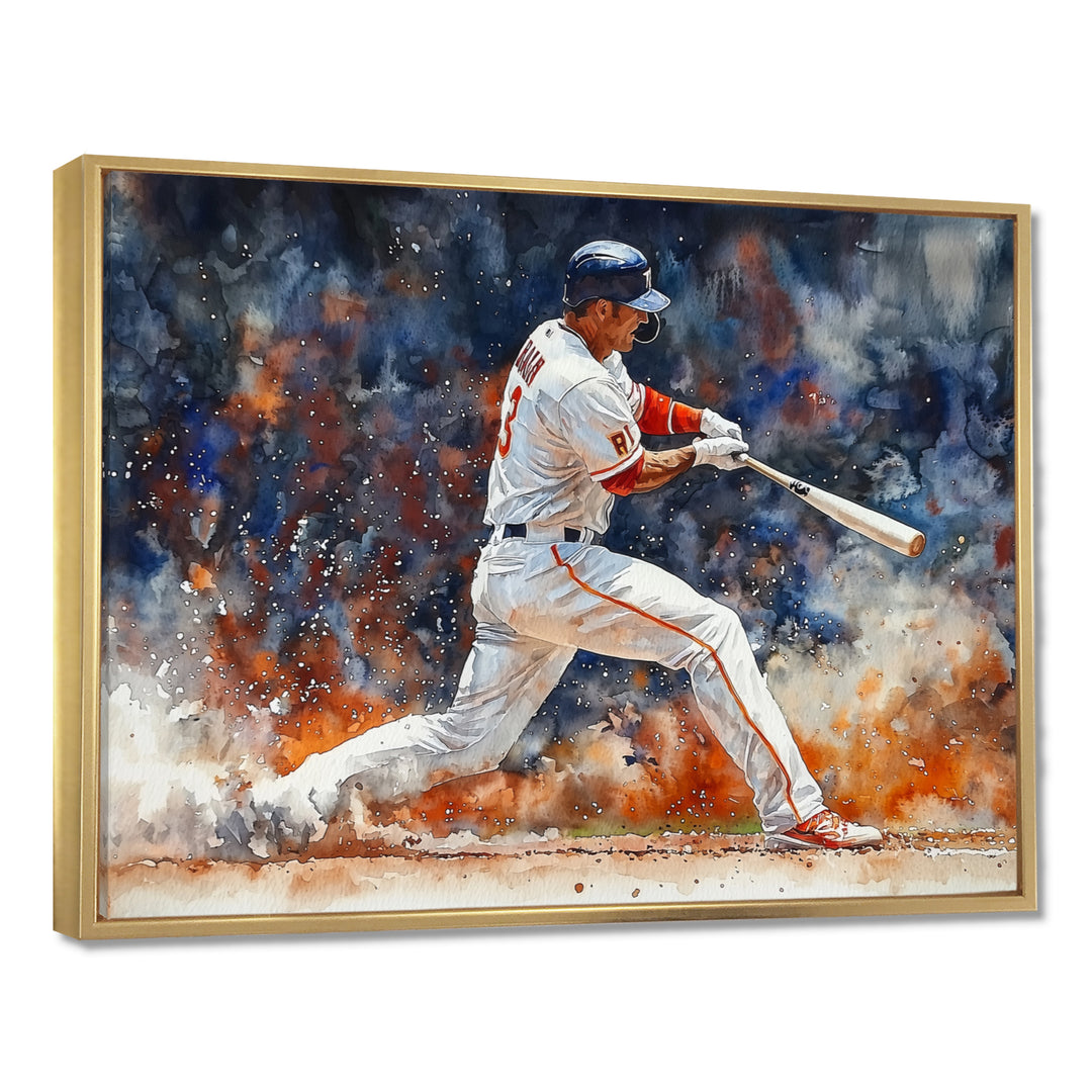 White Red Baseball Player On The Field - Sport Baseball Canvas Wall Art