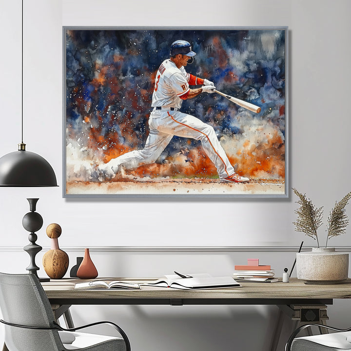 White Red Baseball Player On The Field - Sport Baseball Canvas Wall Art