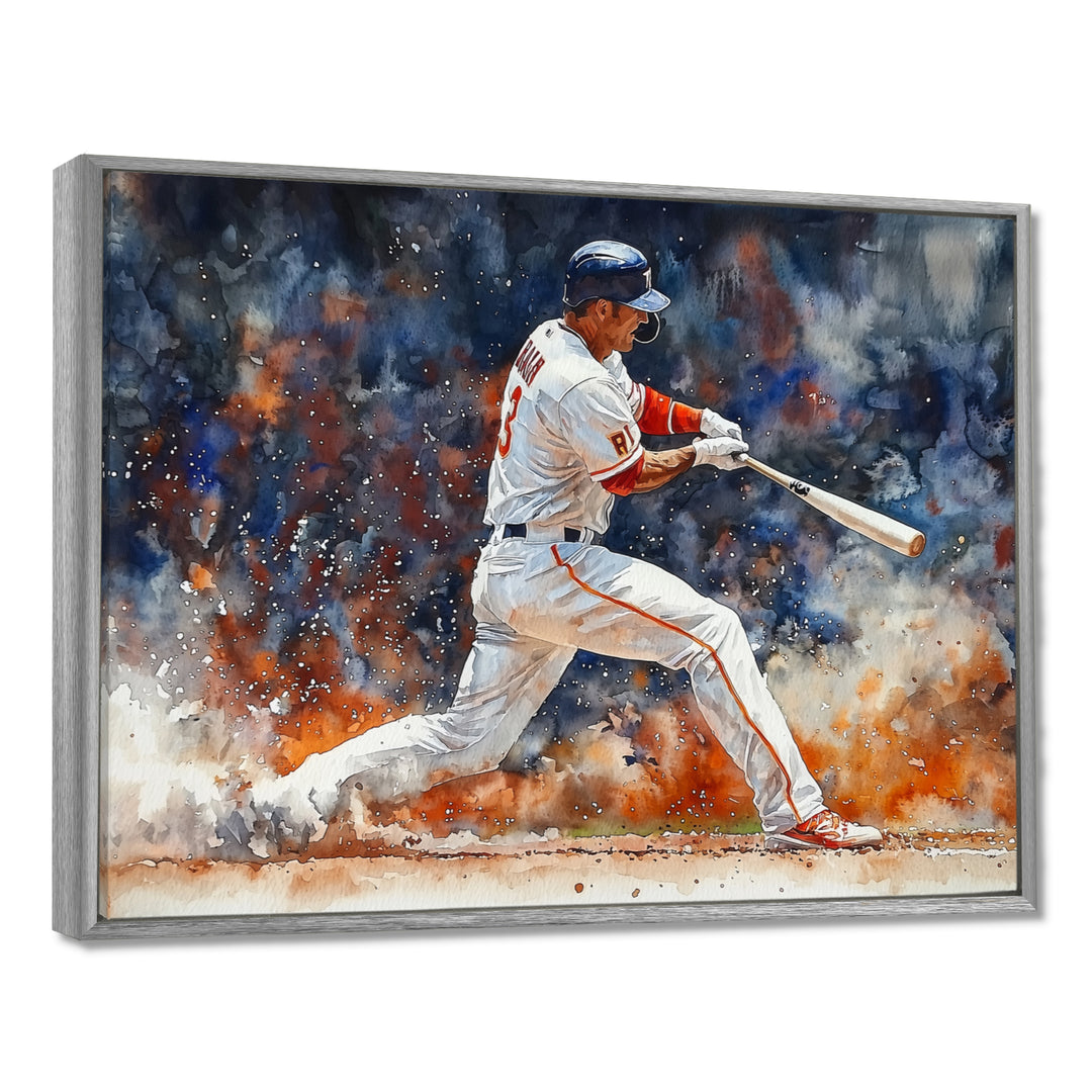 White Red Baseball Player On The Field - Sport Baseball Canvas Wall Art