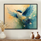Blue And Yellow Bird Feathered Frenzy - Blue Bird Wall Art