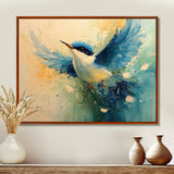 Blue And Yellow Bird Feathered Frenzy - Blue Bird Wall Art