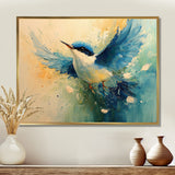 Blue And Yellow Bird Feathered Frenzy - Blue Bird Wall Art