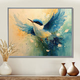 Blue And Yellow Bird Feathered Frenzy - Blue Bird Wall Art