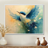 Blue And Yellow Bird Feathered Frenzy - Blue Bird Wall Art