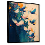 Blue And Yellow Bird Shuttlecock Frenzy - Blue Bird Wall Art