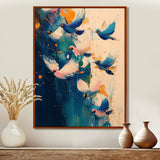 Blue And Yellow Bird Shuttlecock Frenzy - Blue Bird Wall Art