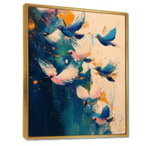 Blue And Yellow Bird Shuttlecock Frenzy - Blue Bird Wall Art