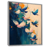 Blue And Yellow Bird Shuttlecock Frenzy - Blue Bird Wall Art