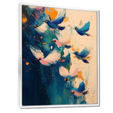 Blue And Yellow Bird Shuttlecock Frenzy - Blue Bird Wall Art