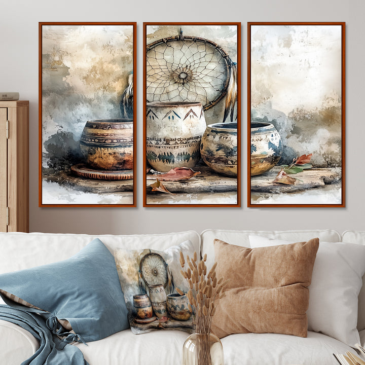 Native Art Pottery Desert Serenity II - Multi-Panel Canvas Prints