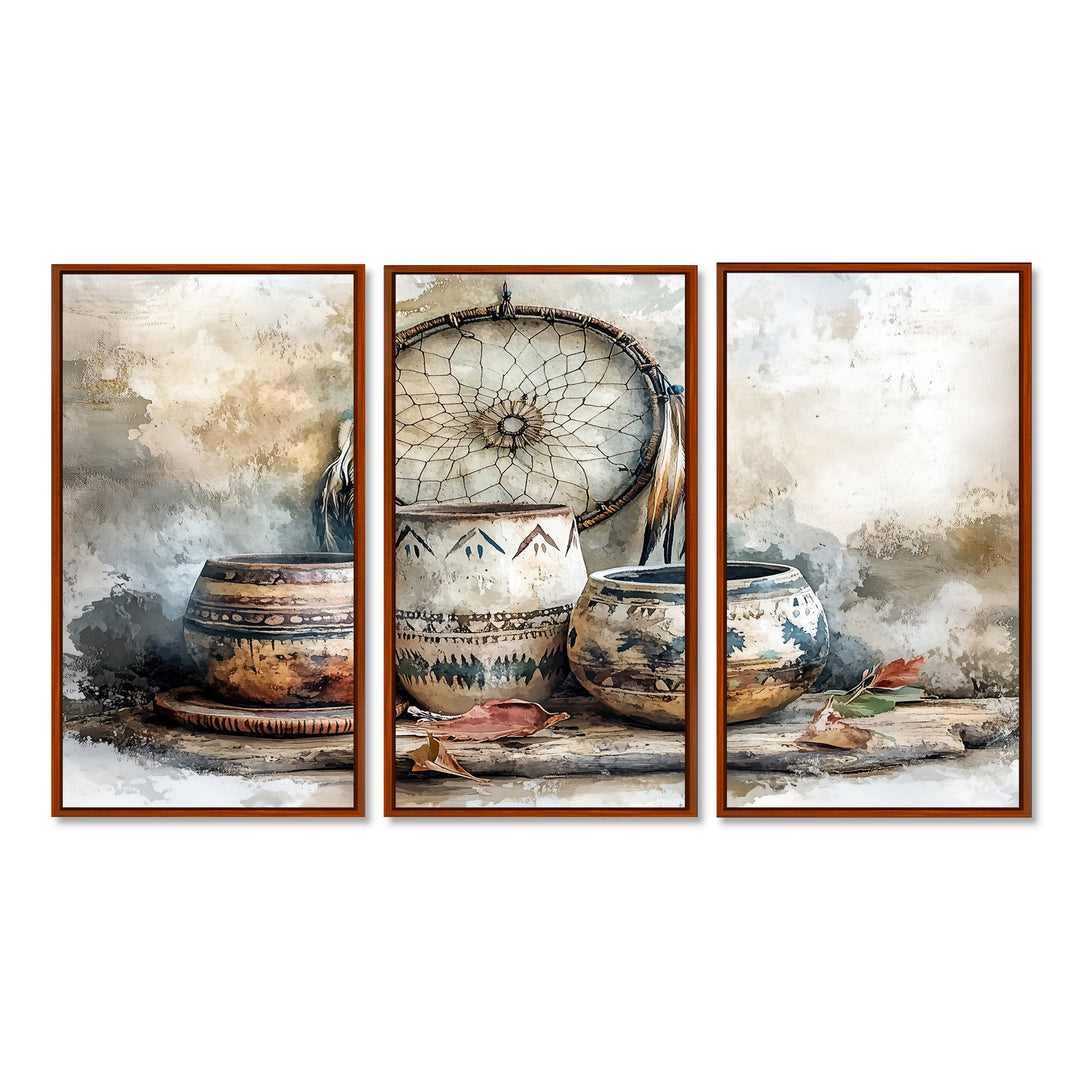Native Art Pottery Desert Serenity II - Multi-Panel Canvas Prints