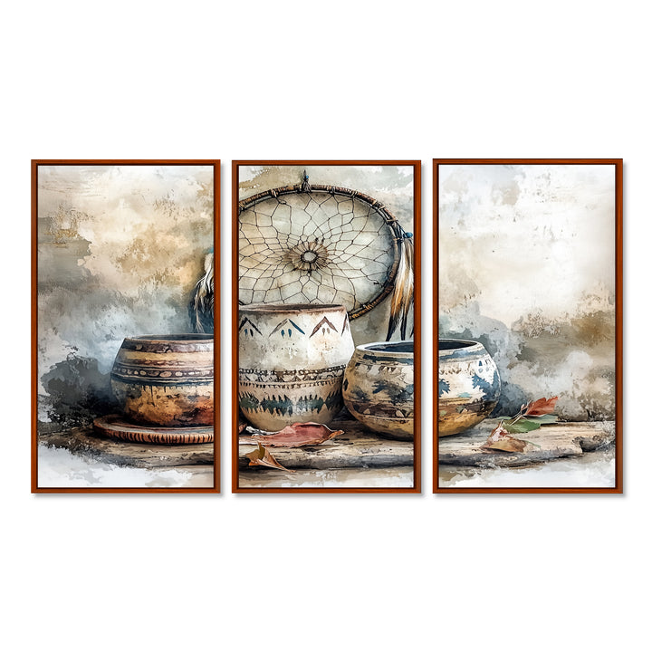Native Art Pottery Desert Serenity II - Multi-Panel Canvas Prints