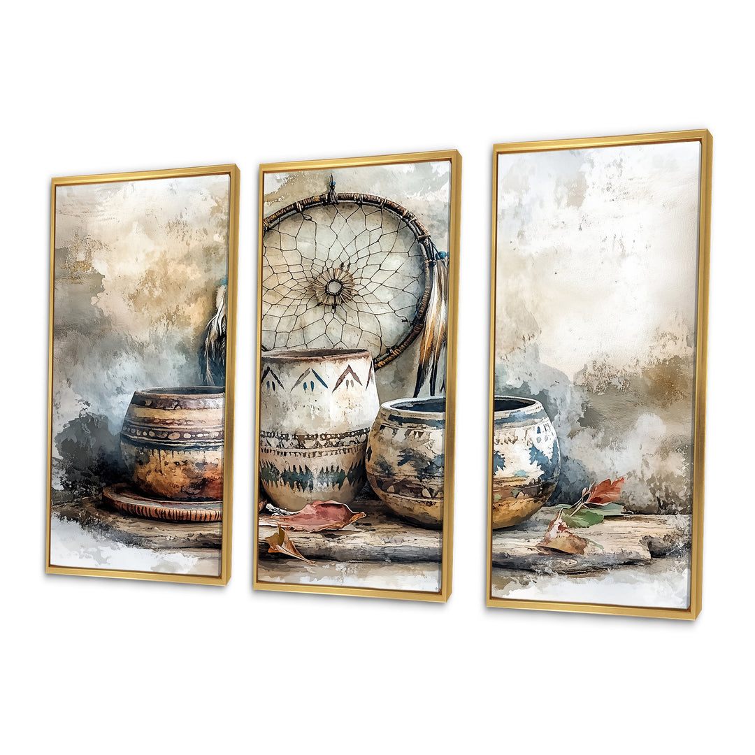 Native Art Pottery Desert Serenity II - Multi-Panel Canvas Prints