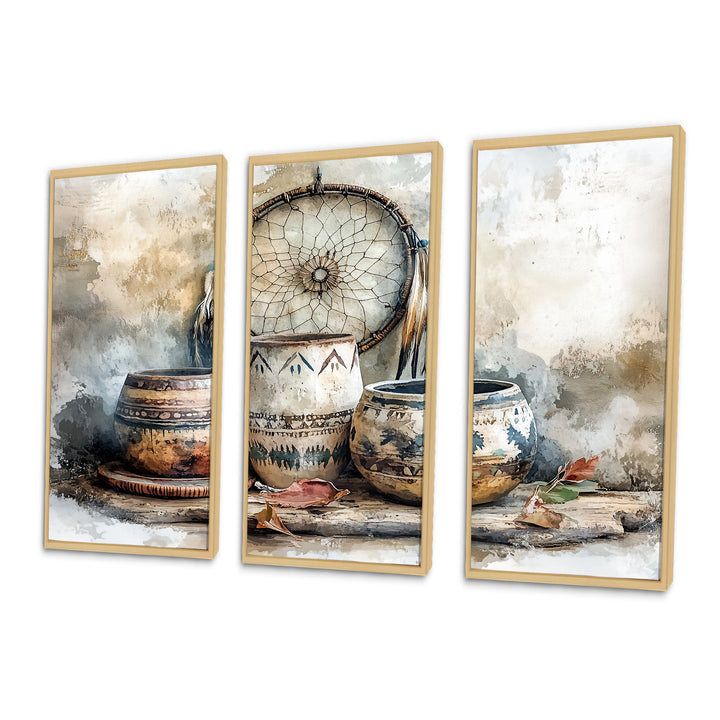 Native Art Pottery Desert Serenity II - Multi-Panel Canvas Prints