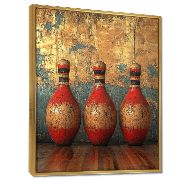 Gold And Red Bowling Perfect Game - Bowling Canvas Wall Art