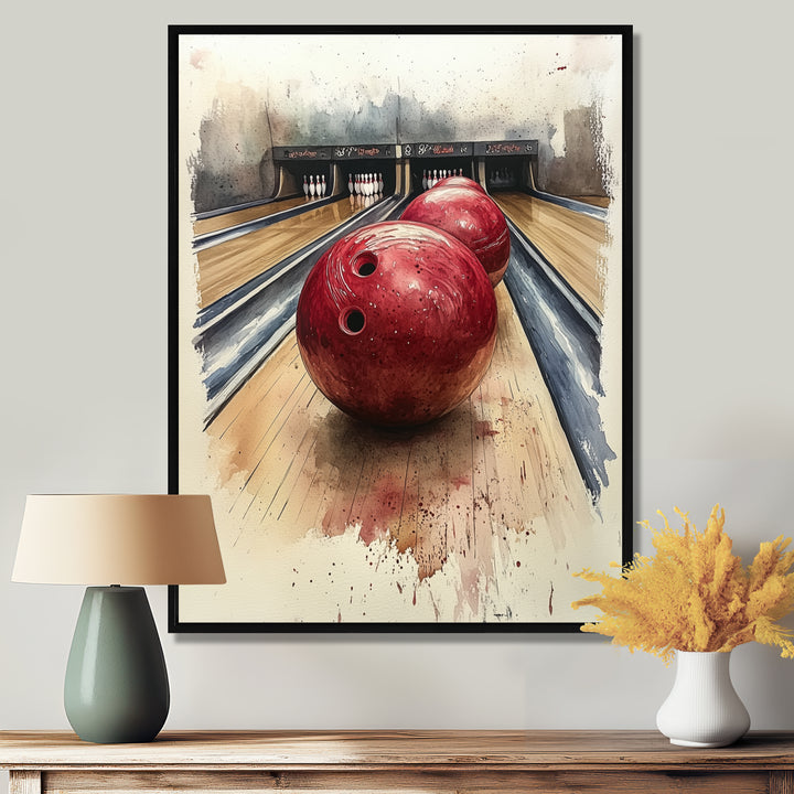 Red And Grey Bowling Spare Shot Focus - Bowling Canvas Wall Art