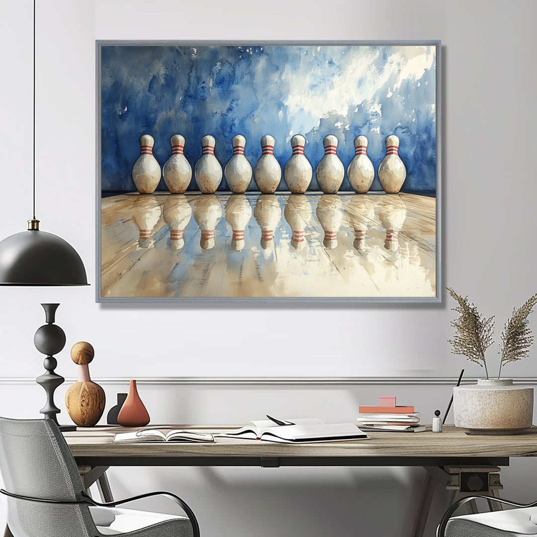 Blue And White Bowling Split Decision - Bowling Canvas Wall Art