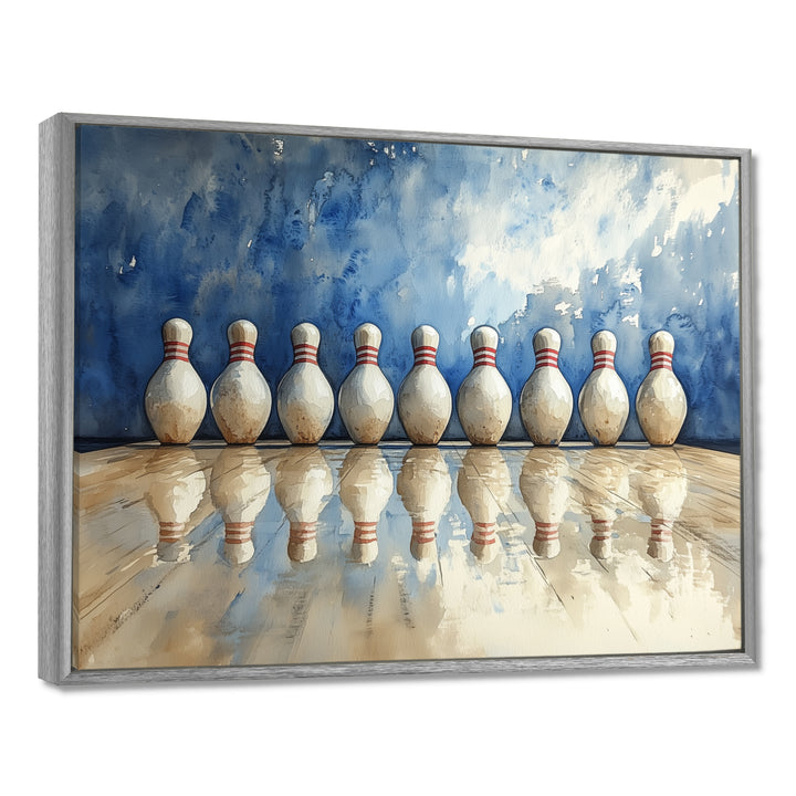 Blue And White Bowling Split Decision - Bowling Canvas Wall Art