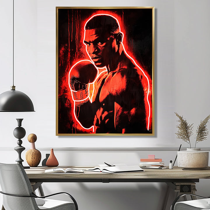 Neon Style Painting Of Mike Tyson - Sport Boxing Canvas Wall Art
